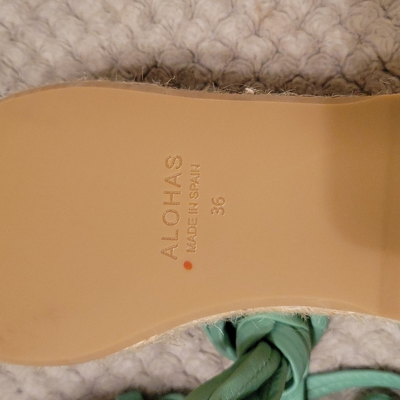 Alohas Leather Paw-Paw Platform Espadrille Sandals in green EU36 US5 - Picture 9 of 11